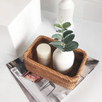 Rattan Storage Basket Handwoven Stackable Set of 3