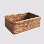 Rattan Storage Basket Handwoven Stackable Set of 3