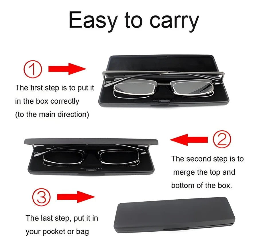 Reading Glasses Compact Folding Stainless Steel Frame