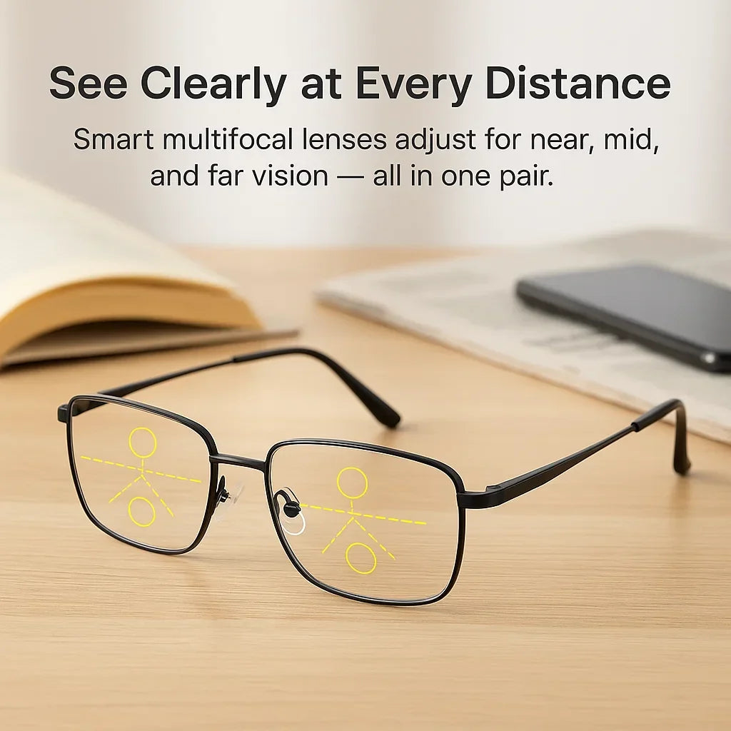 Reading Glasses Progressive Photochromic Blue-Light Protection