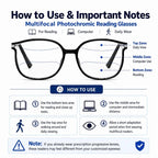 Reading Glasses Progressive Photochromic Blue Light & UV Protection