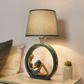 Reading Lamp Resin Girl Sculpture & Fabric Shade