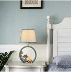 Reading Lamp Resin Girl Sculpture & Fabric Shade
