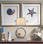 Reading Lamp Resin Girl Sculpture & Fabric Shade