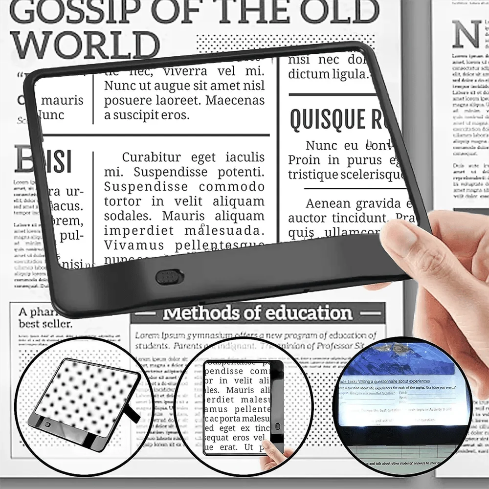 Reading Magnifier 3x Magnification & LED Light Ergonomic Handle