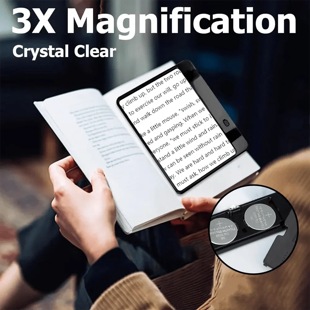 Reading Magnifier 3x Magnification & LED Light Ergonomic Handle