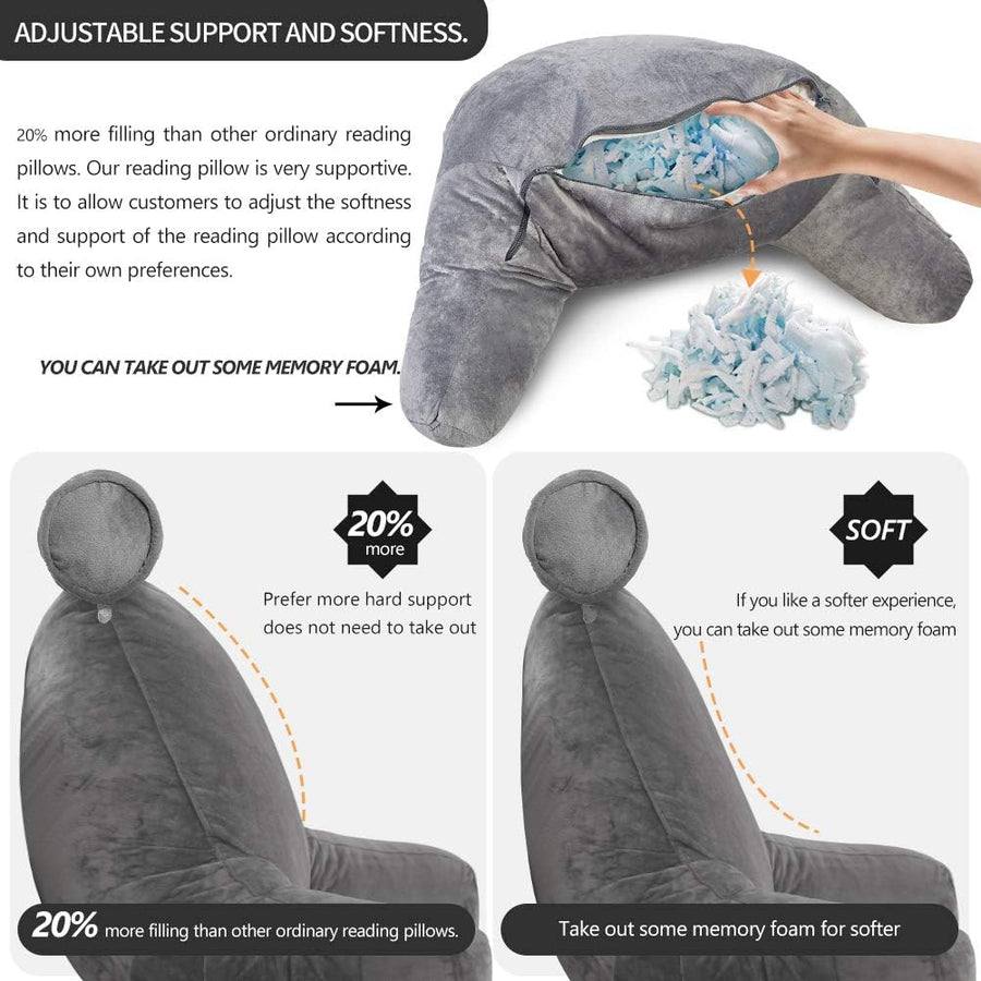 Reading Pillow Ergonomic Backrest & Armrests Soft-Touch Cover