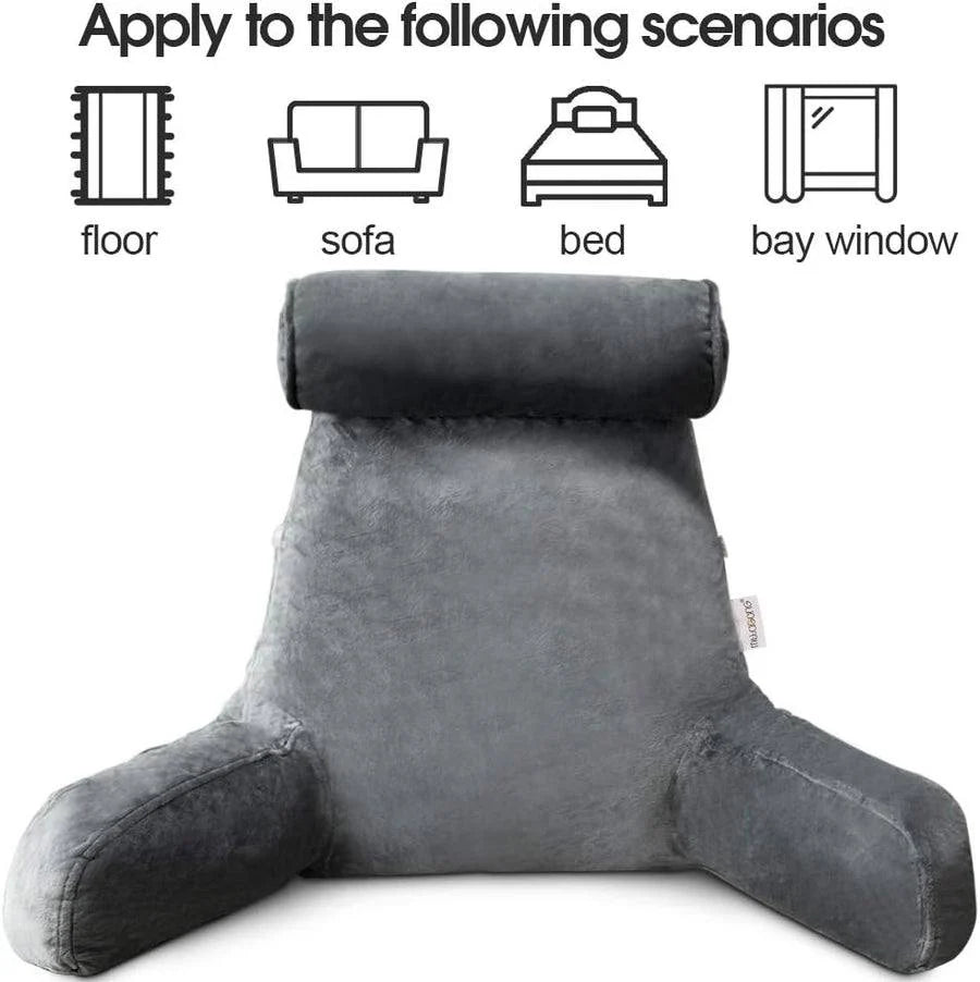 Reading Pillow Ergonomic Backrest & Armrests Soft-Touch Cover
