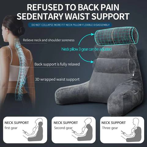 Reading Pillow Ergonomic Backrest & Armrests Soft-Touch Cover
