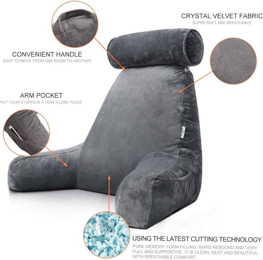 Reading Pillow Ergonomic Backrest & Extended Armrests
