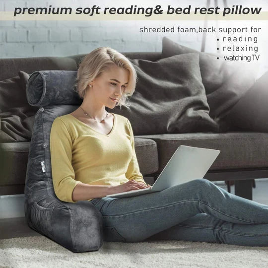 Reading Pillow Shredded Memory Foam Armrests & Side Pocket