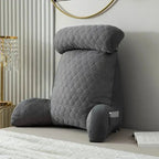Reading Pillow Upright Support Silk-Blend Cover & Side Pockets