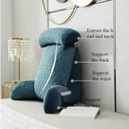 Reading Pillow Upright Support Silk-Blend Cover & Side Pockets