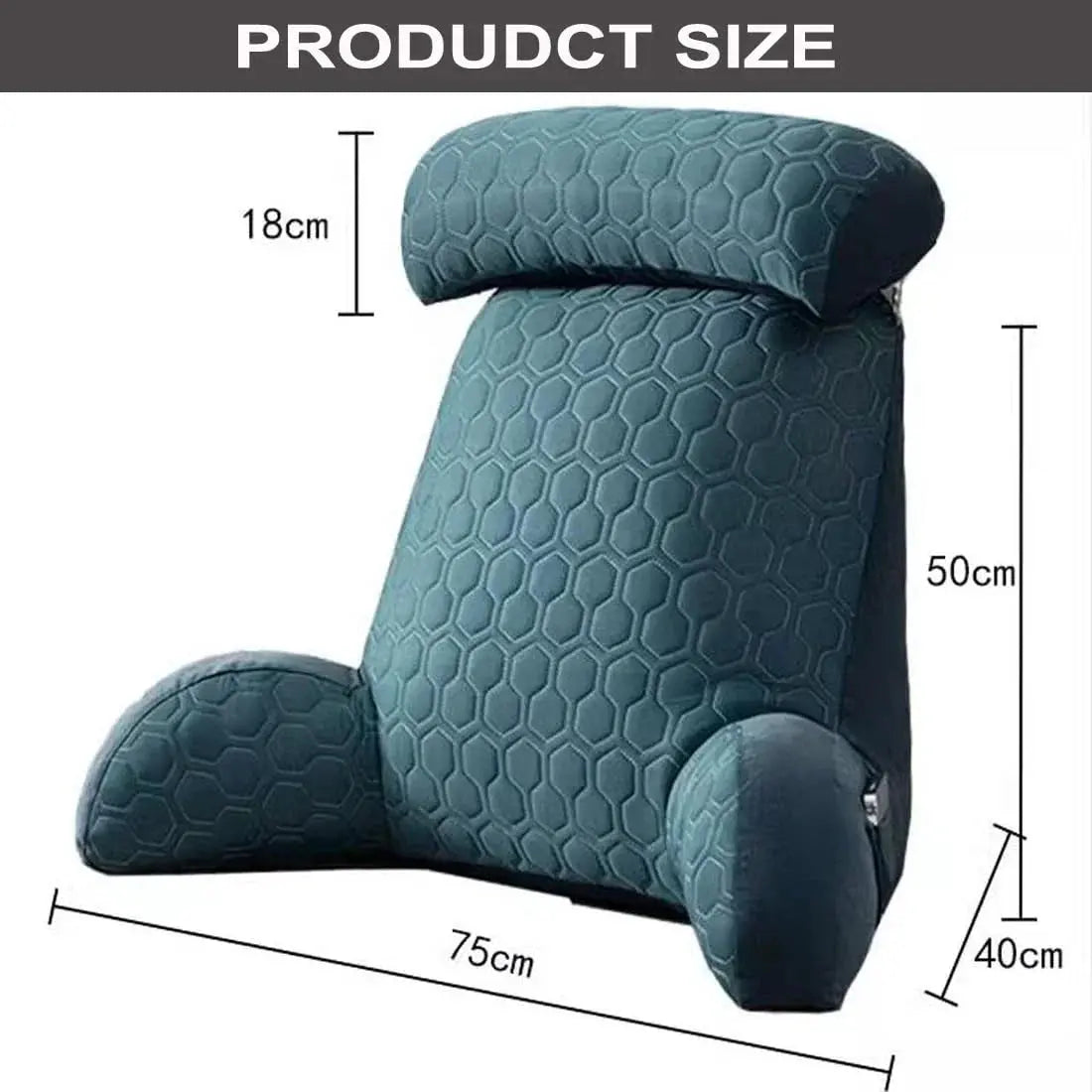 Reading Pillow Upright Support Silk-Blend Cover & Side Pockets