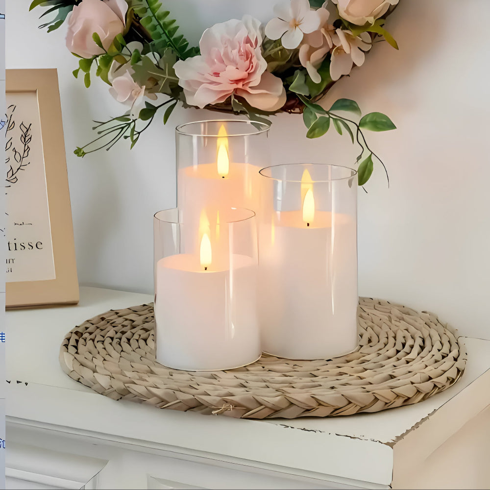 Realistic 3D Flicker LED Flameless Candle Set (Remote & Timer)
