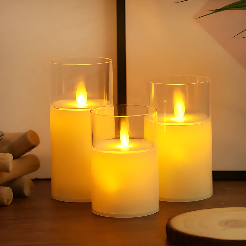 Realistic 3D Flicker LED Flameless Candle Set (Remote & Timer)