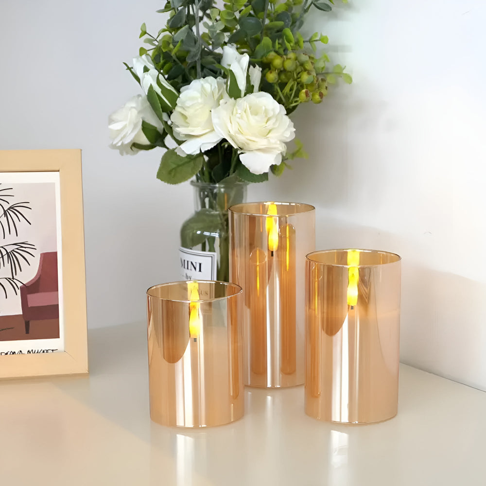 Realistic 3D Flicker LED Flameless Candle Set (Remote & Timer)