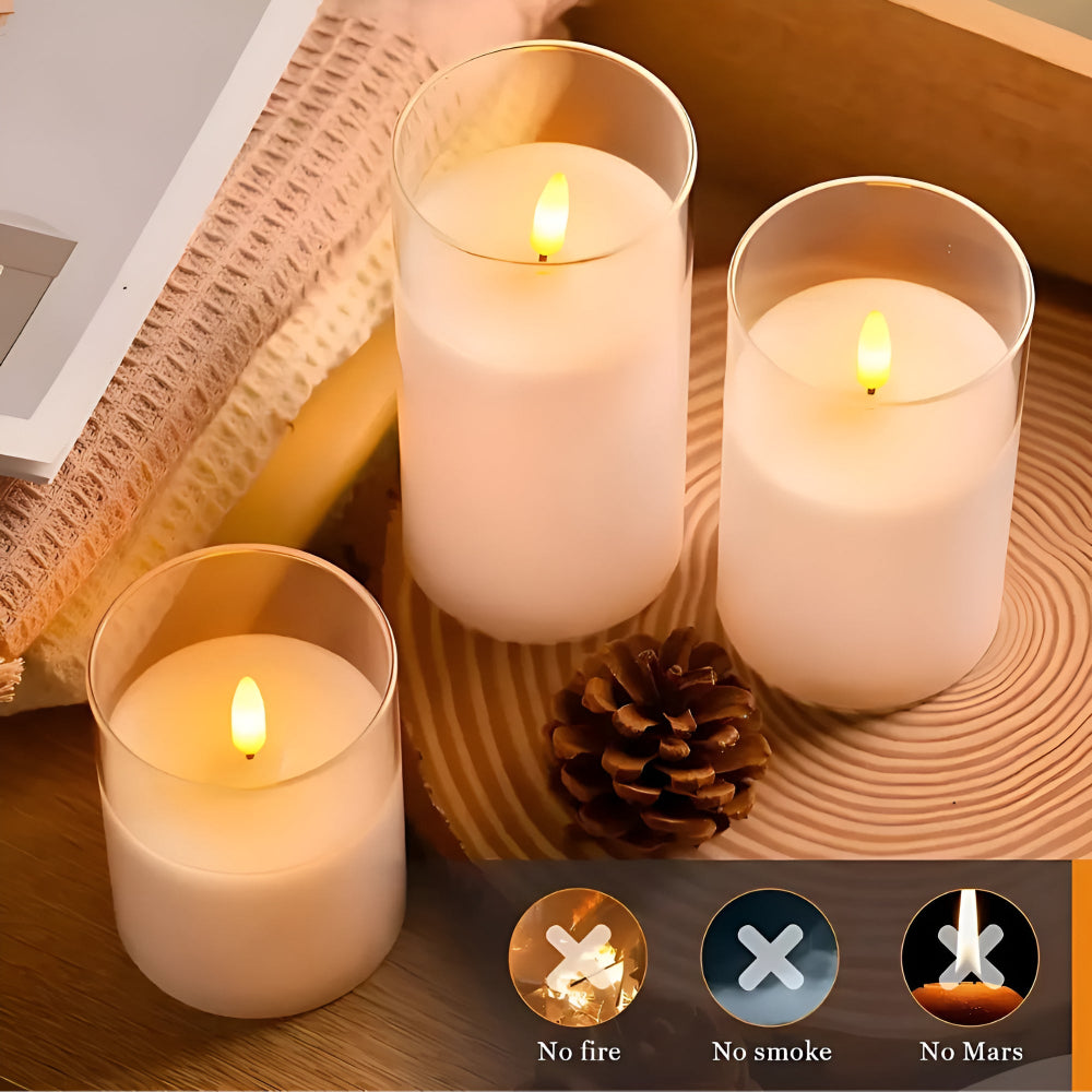 Realistic 3D Flicker LED Flameless Candle Set (Remote & Timer)