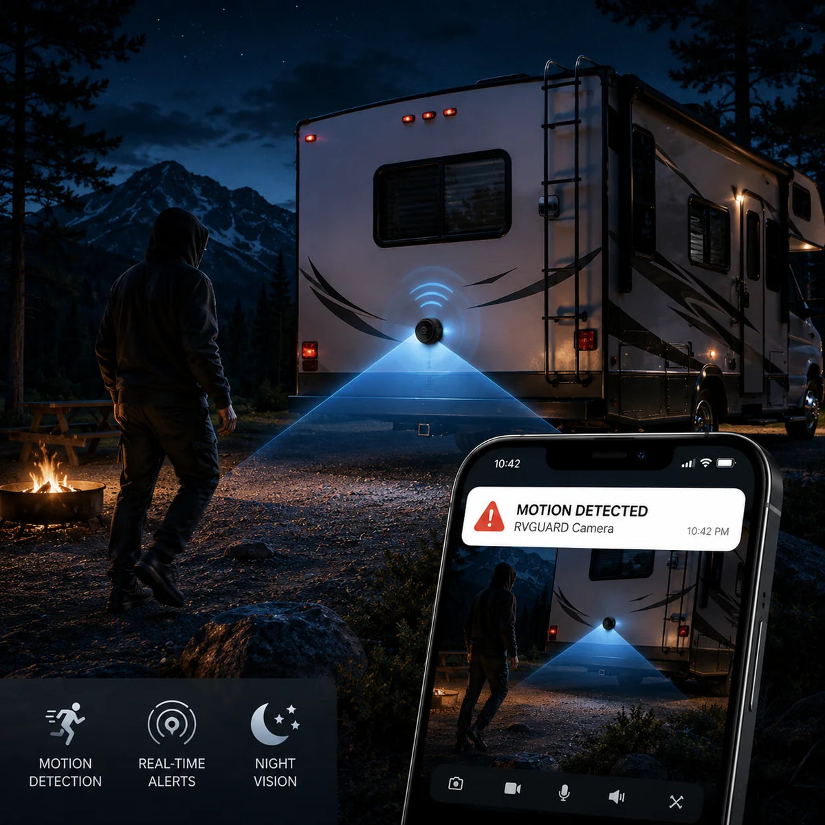 Rear Camera Wireless 150° Wide-Angle Night Vision