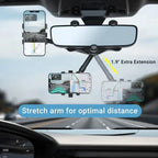 Rear View Mirror Phone Holder Rotatable & Retractable Arm