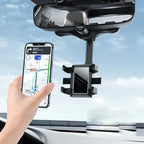 Rear View Mirror Phone Holder Rotatable & Retractable Arm