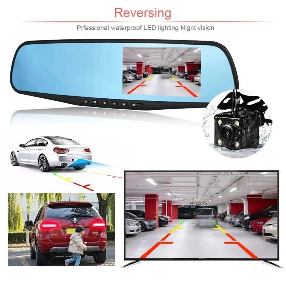 Rearview Mirror Dash Cam Dual 1080P Front & Rear