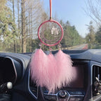 Rearview Mirror Ornament Real Feathers & Glass Beads Gift Box