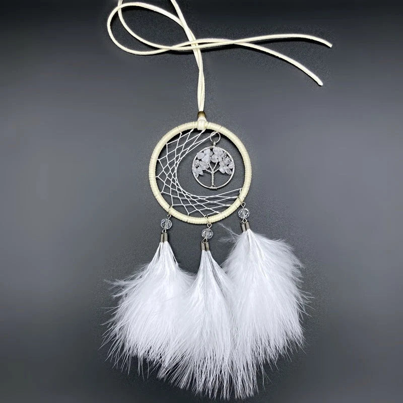 Rearview Mirror Ornament Real Feathers & Glass Beads Gift Box