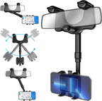 Rearview Mirror Phone Holder 360° Rotation Silicone-Padded Four-Jaw