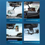 Rearview Mirror Phone Holder 360° Rotation Silicone-Padded Four-Jaw