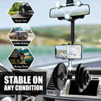 Rearview Mirror Phone Holder 360° Rotation Silicone-Padded Four-Jaw