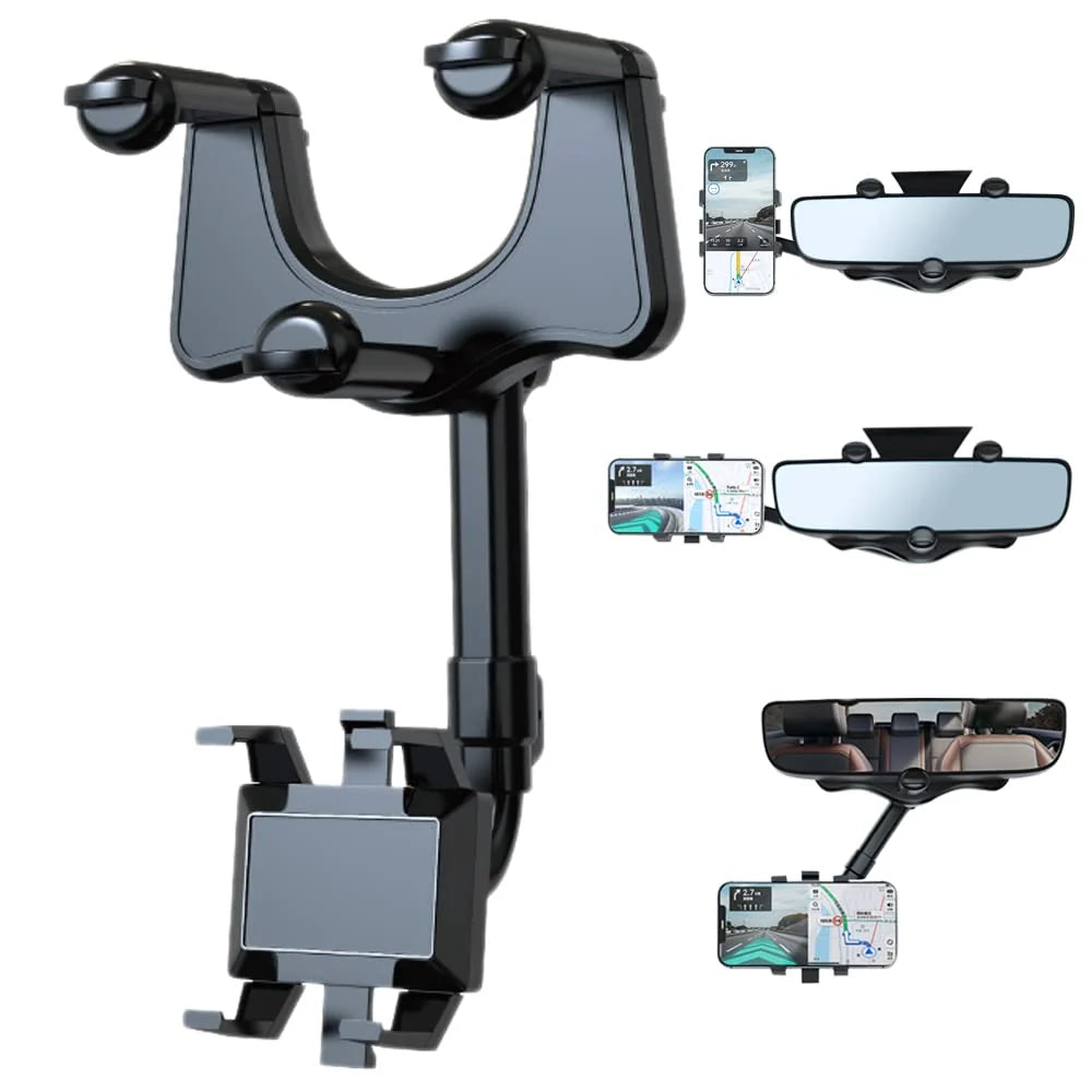 Rearview Mirror Phone Mount 360 Degree Rotation Tool-Free Clip