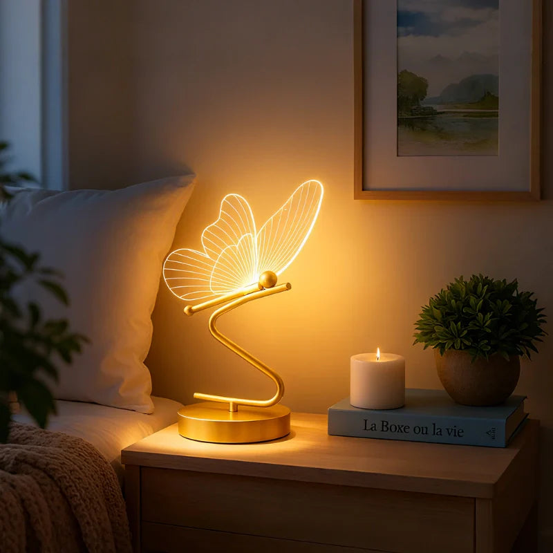 Rechargeable Acrylic Butterfly Table Lamp (10-Hour Runtime)