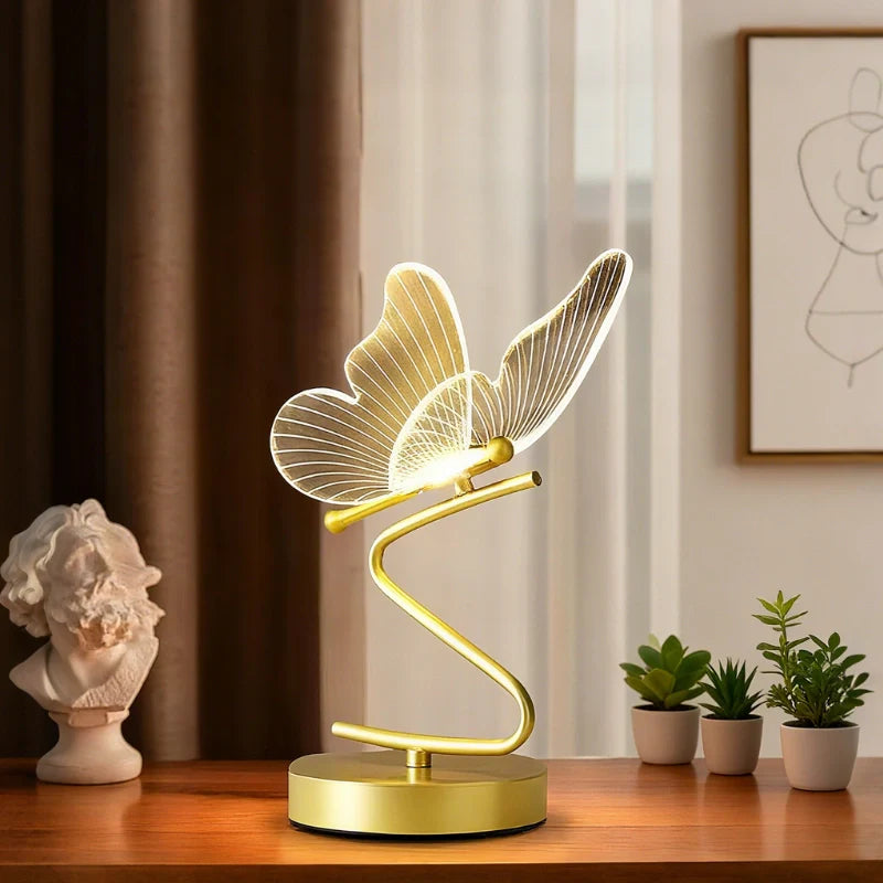 Rechargeable Acrylic Butterfly Table Lamp (10-Hour Runtime)