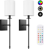 Rechargeable Dimmable Remote-Control LED Wall Sconce (Set of 2)