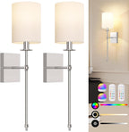 Rechargeable Dimmable Remote-Control LED Wall Sconce (Set of 2)