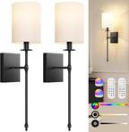 Rechargeable Dimmable Remote-Control LED Wall Sconce (Set of 2)