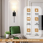 Rechargeable Dimmable Remote-Control LED Wall Sconce (Set of 2)