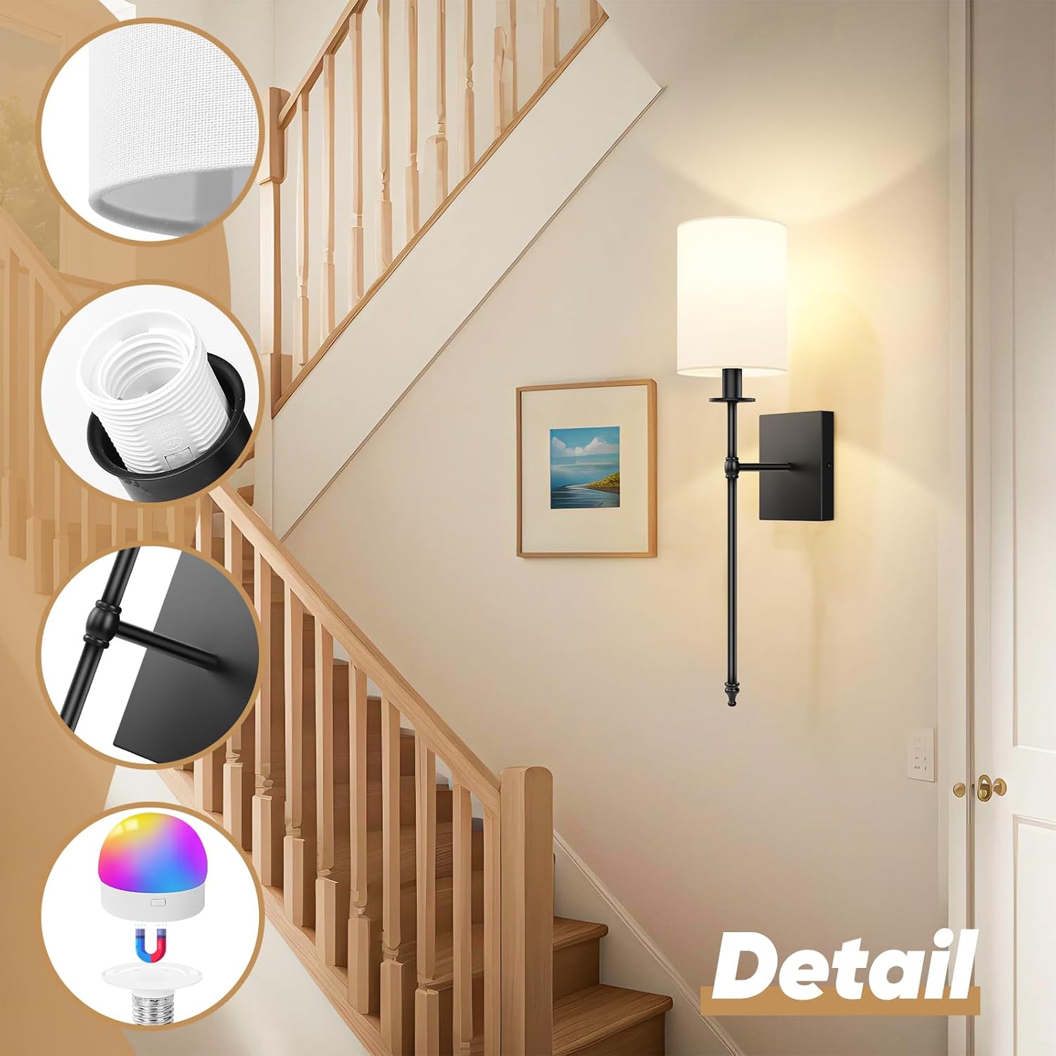 Rechargeable Dimmable Remote-Control LED Wall Sconce (Set of 2)