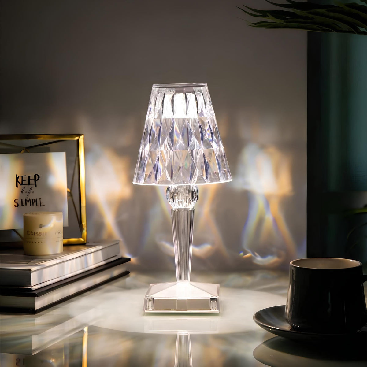 Rechargeable Touch-Sensitive Crystal Acrylic Table Lamp