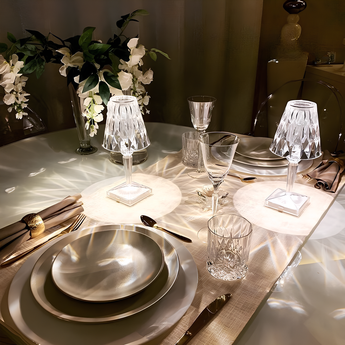 Rechargeable Touch-Sensitive Crystal Acrylic Table Lamp