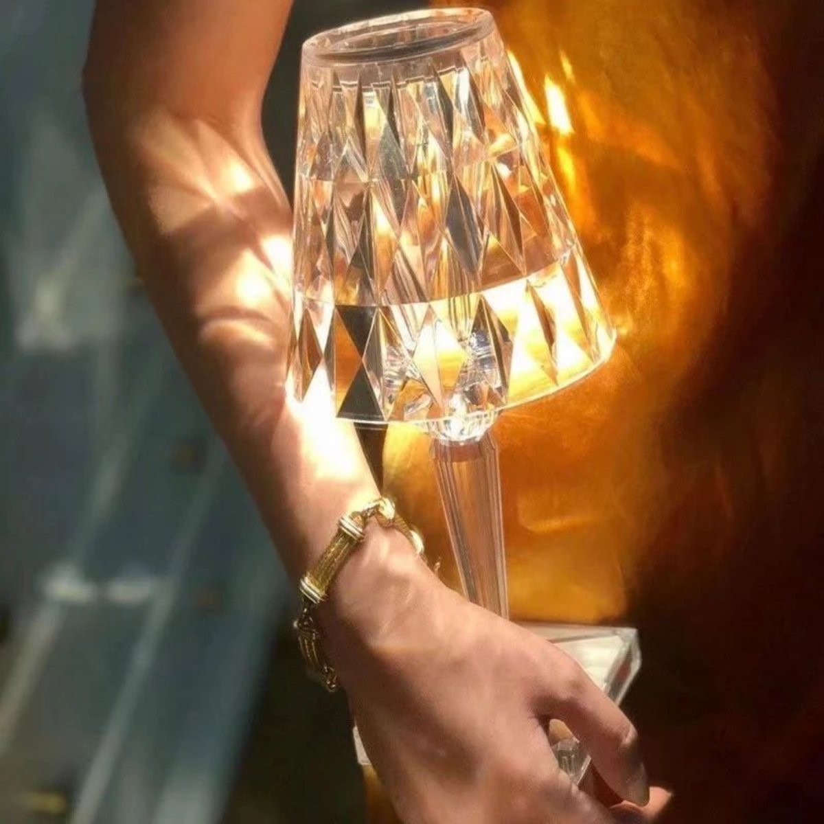 Rechargeable Touch-Sensitive Crystal Acrylic Table Lamp