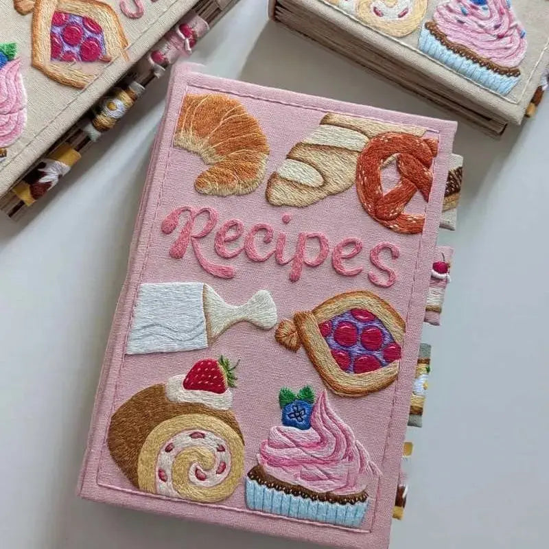 Recipe Book Hand-Embroidered Cover & Splash-Proof Pages