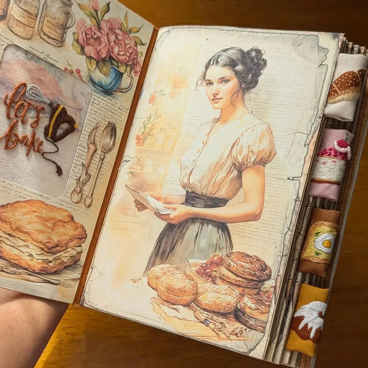 Recipe Book Hand-Embroidered Cover & Splash-Proof Pages
