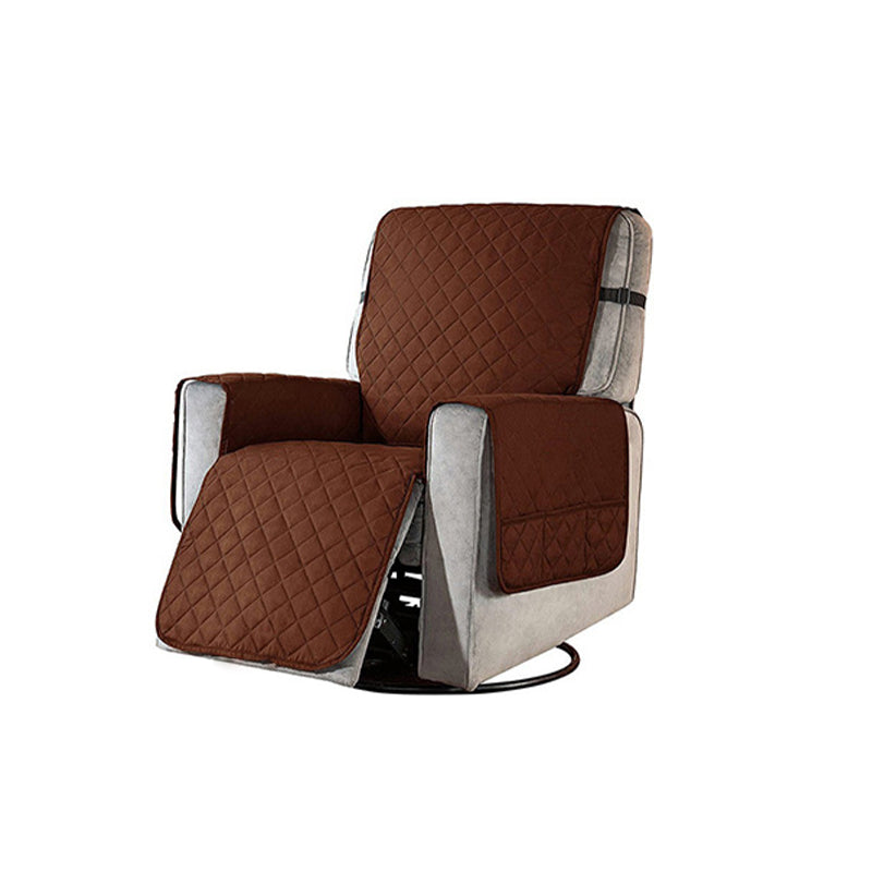 Recliner Chair Cover Quilted Fleece Six Pockets Machine Washable