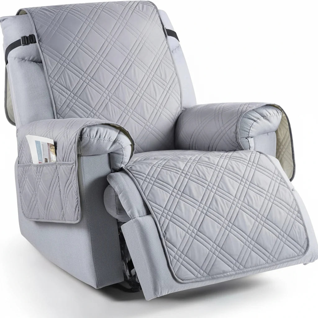 Recliner Chair Cover Waterproof Silicone Grip Backing & Adjustable Straps
