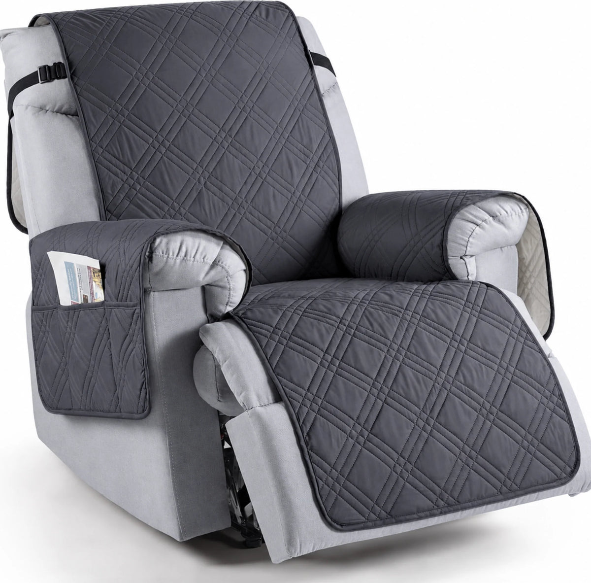 Recliner Chair Cover Waterproof Silicone Grip Backing & Adjustable Straps