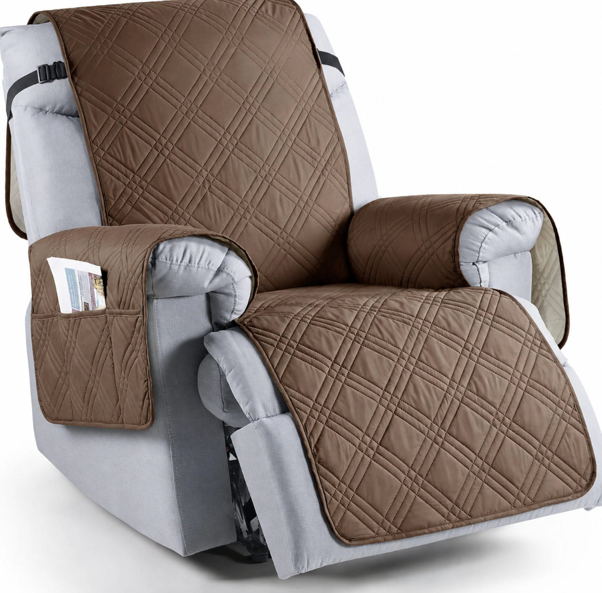 Recliner Chair Cover Waterproof Silicone Grip Backing & Adjustable Straps