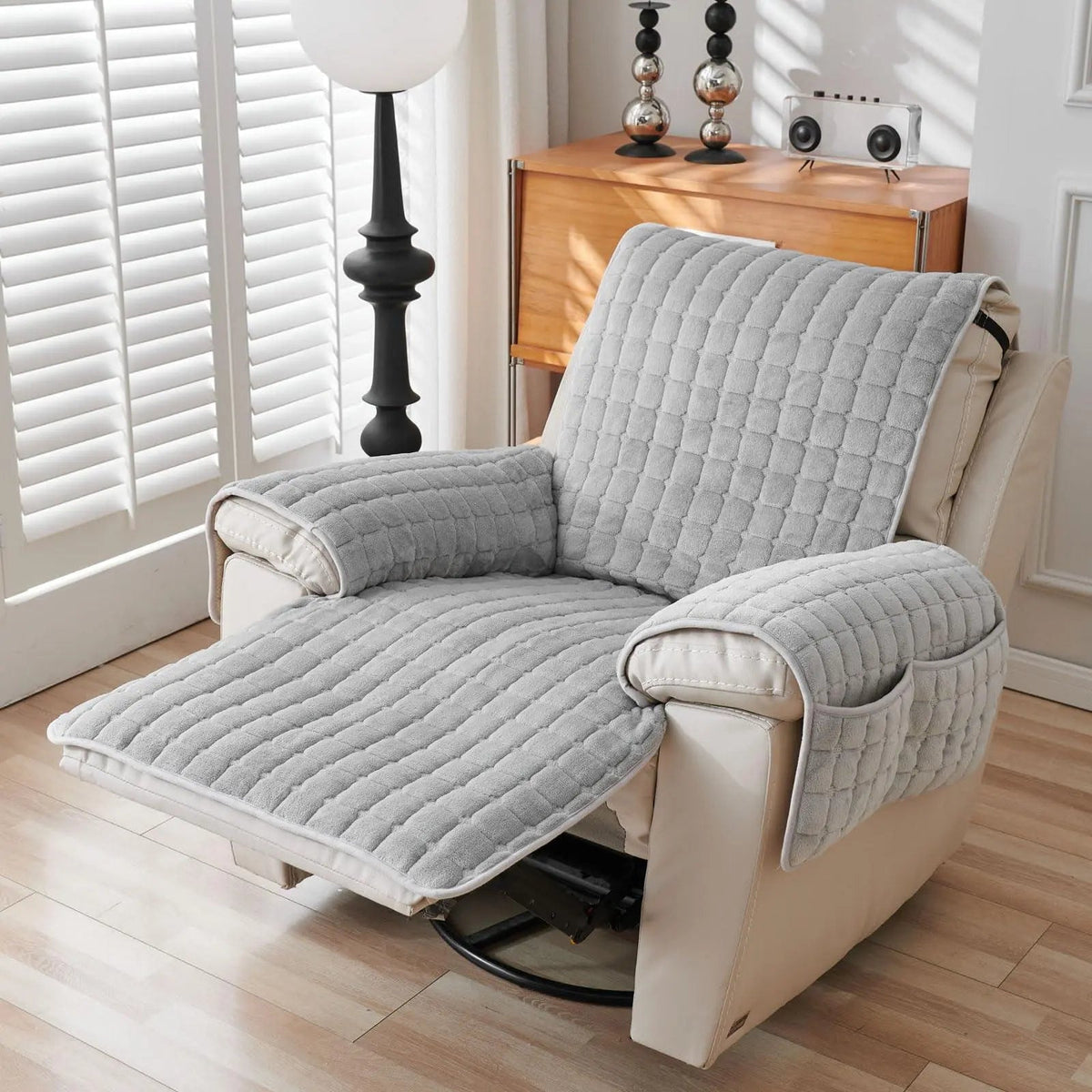 Recliner Cover Machine-Washable Stretchable Microfiber Elastic Edges & Straps