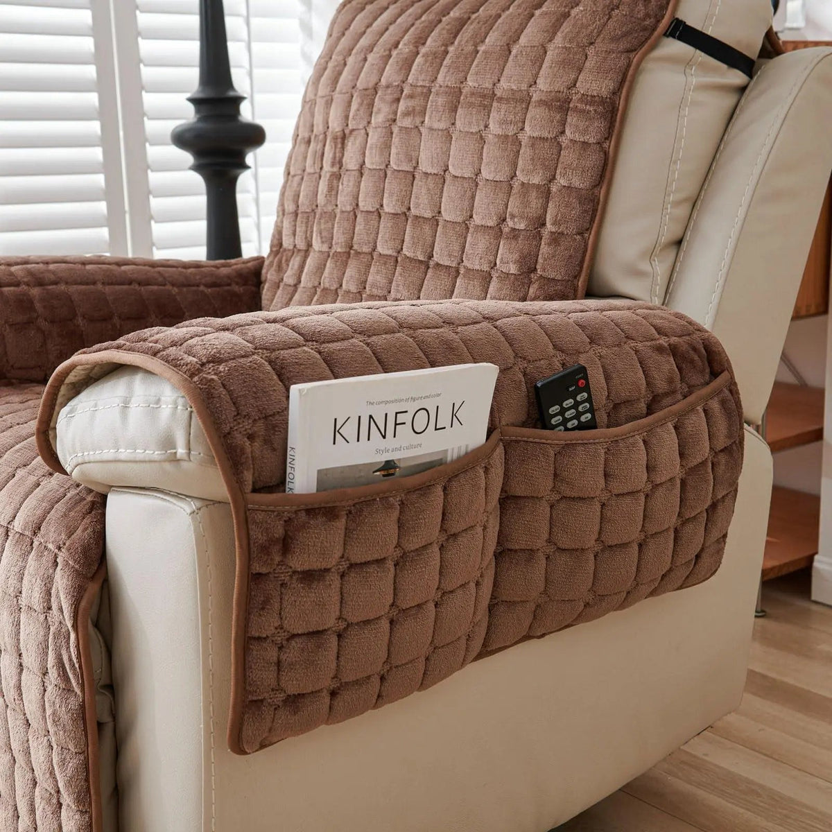 Recliner Cover Machine-Washable Stretchable Microfiber Elastic Edges & Straps